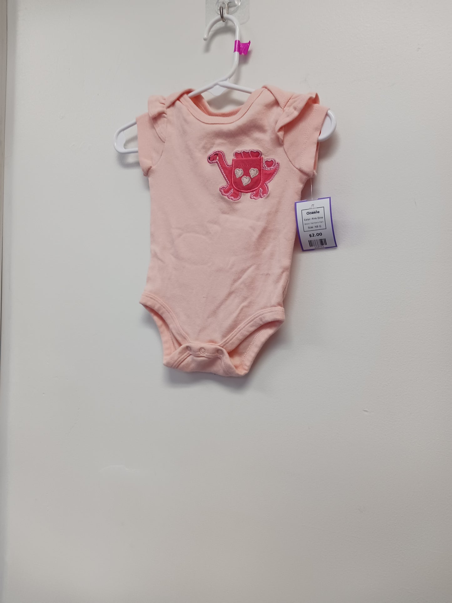 Pink Dino Members Mark Onesie, NB G