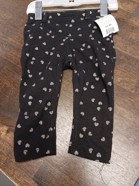 Black/Silver Heart Garanimals Leggings, 6-9M G