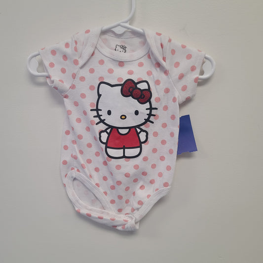 White/Pink Polka Dot Hello Kitty Onesie, 3M G