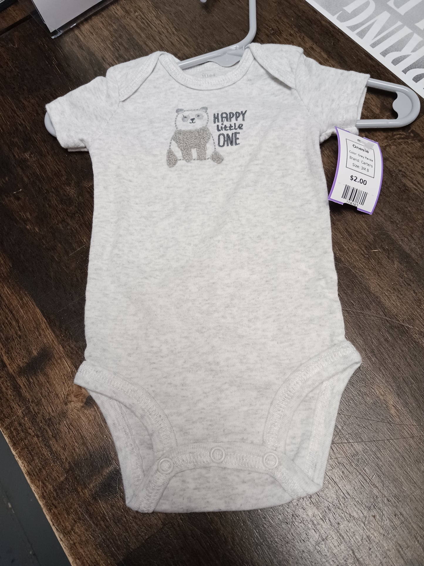 Grey Panda Carters Onesie, 3M B