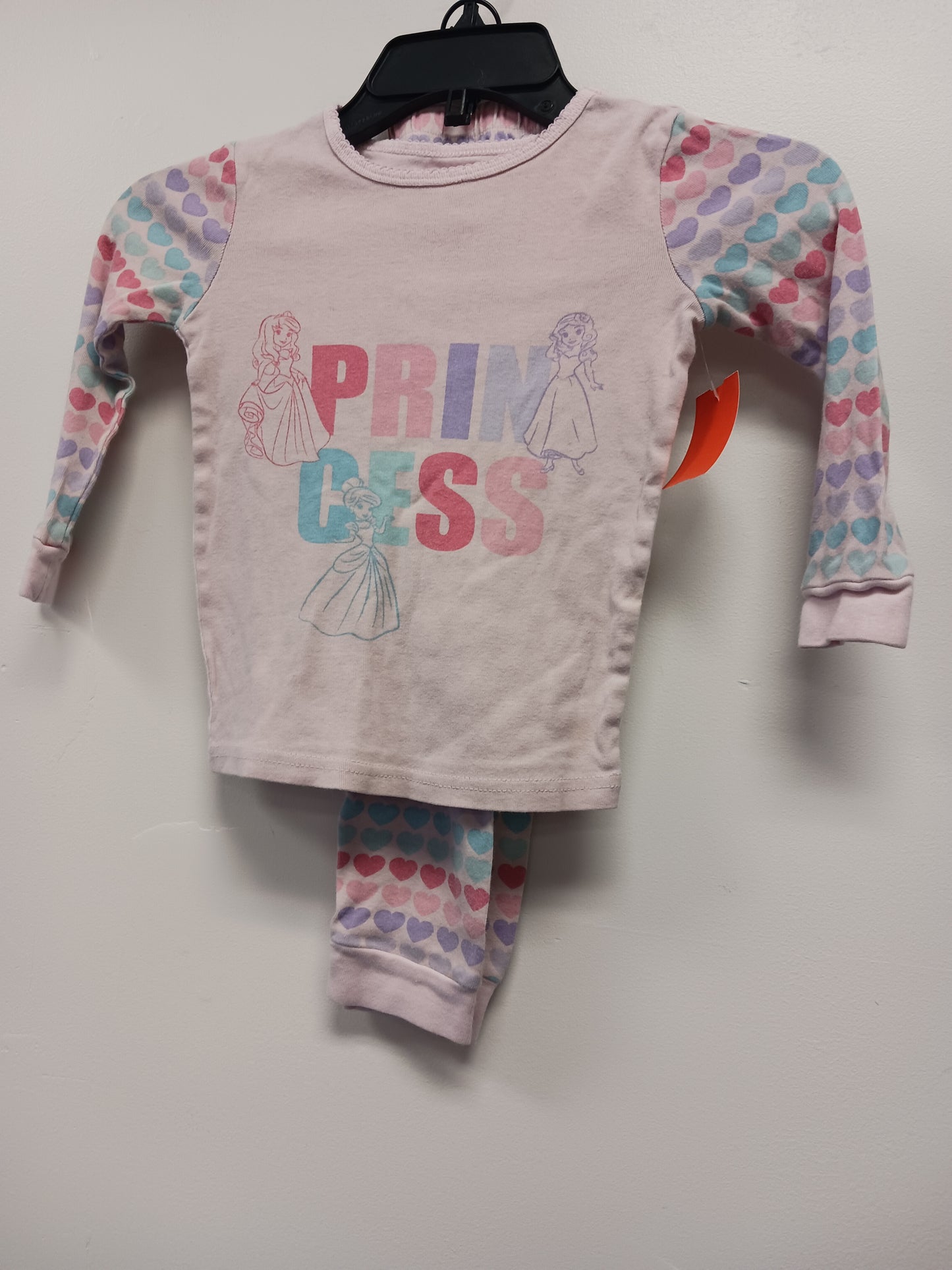 Pink Disney 2 Piece Princess/hearts PJS, 5T G