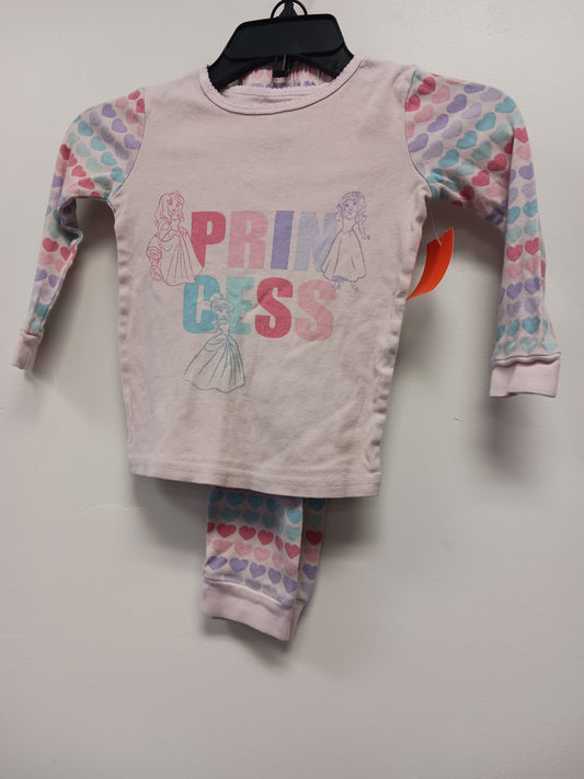 Pink Disney 2 Piece Princess/hearts PJS, 5T G