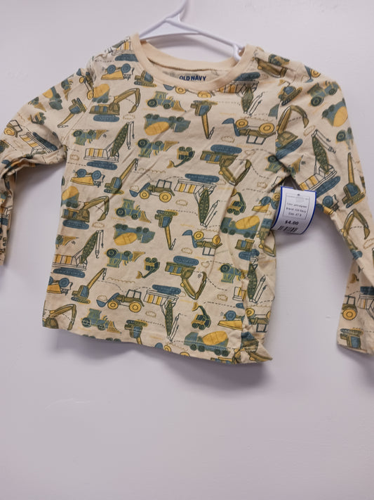yellow/green Old Navy Long Sleeve Construction Tshirt, 4T B