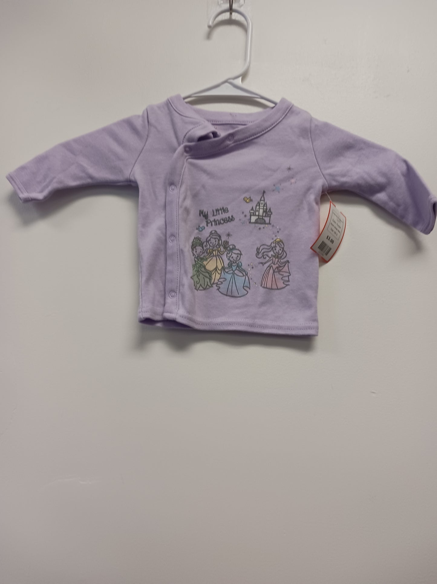 Purple Disney Baby Long Sleeve Princess Shirt, NB G