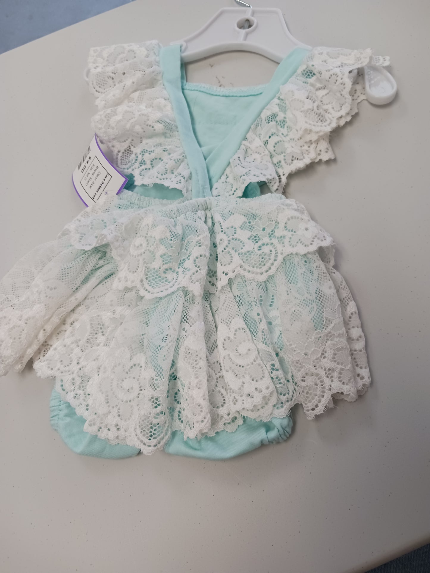 blue Shein Lace Bubble suit, NB G