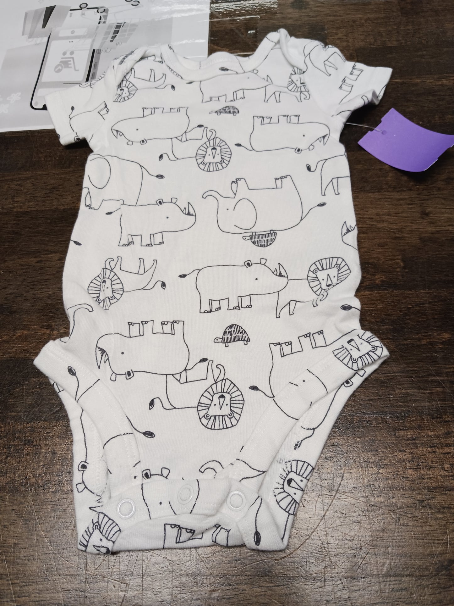 White Animal Carters Onesie, 3M B