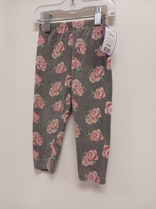 Grey/Pink Flower Disney Leggings, 2T G