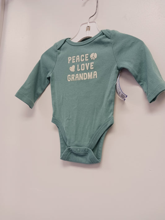 Green Peace Love Grandma Jumping Bean Longsleeve Onesie, 3M B
