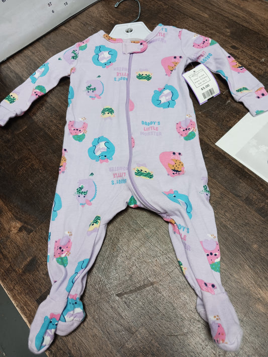 purple PJ Place Monsters Sleeper 0-3m, NB G