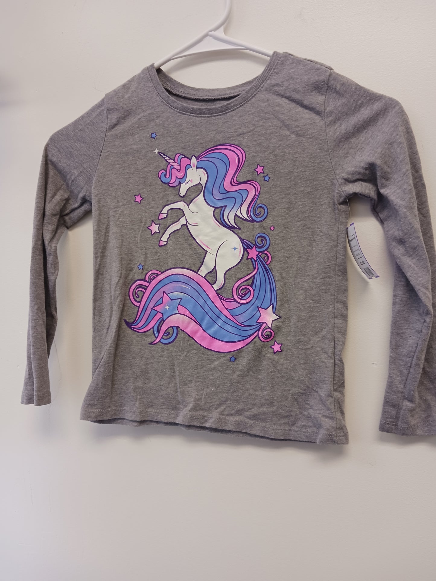 Grey/Pink/Blue Unicorn Childrens Place Longsleeve Shirt, 5T G