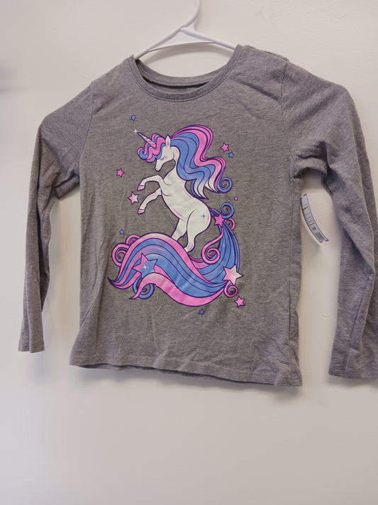 Grey/Pink/Blue Unicorn Childrens Place Longsleeve Shirt, 5T G