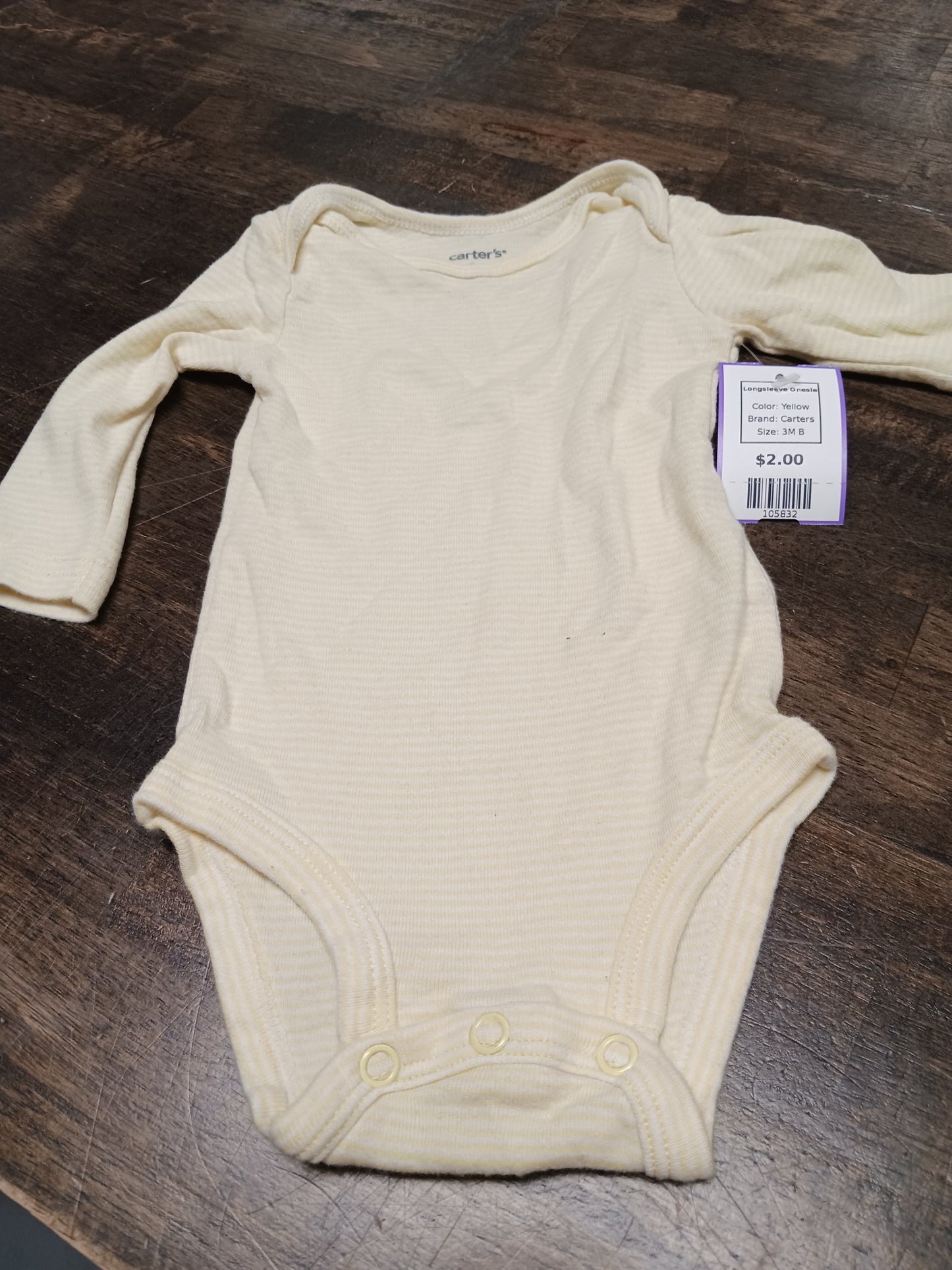 Yellow Carters Longsleeve Onesie, 3M B