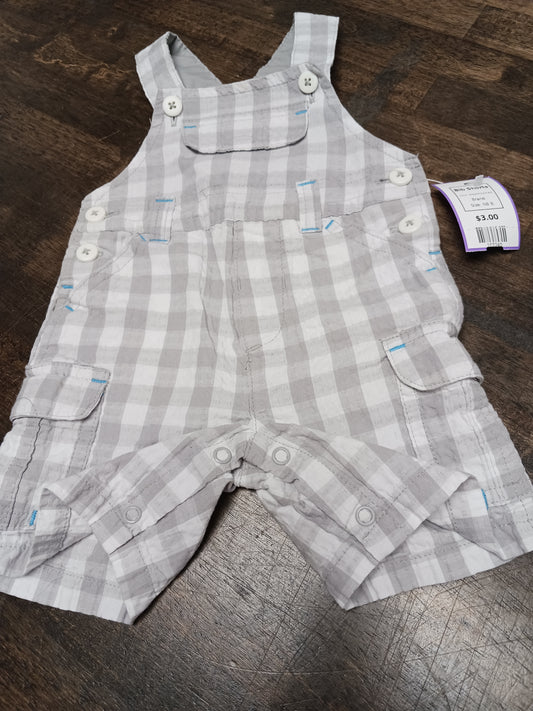 Grey/White Plaid  Bib Shorts, NB B