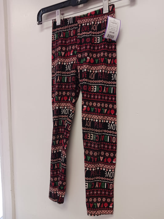 Black Chritmas Holiday Time Leggings, 6 G