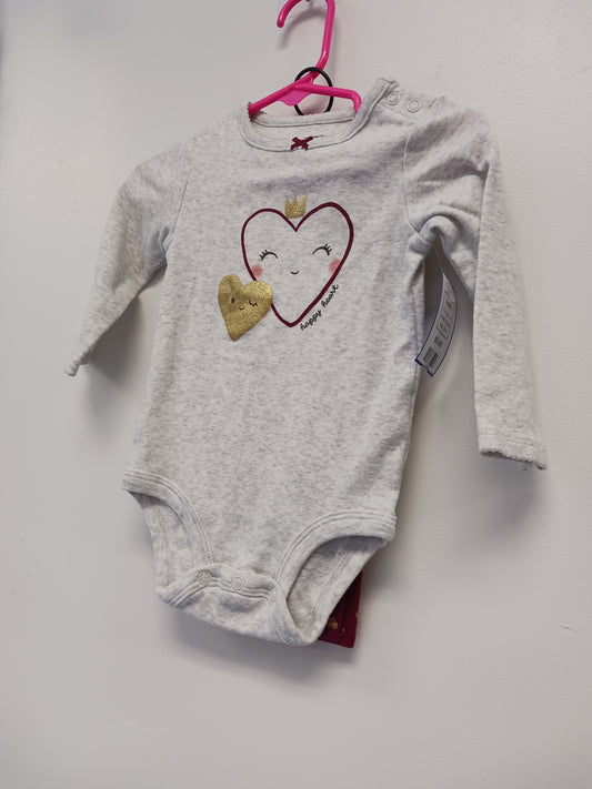 Grey/Burgandy/Gold Heart Carters Outfit, 12M G