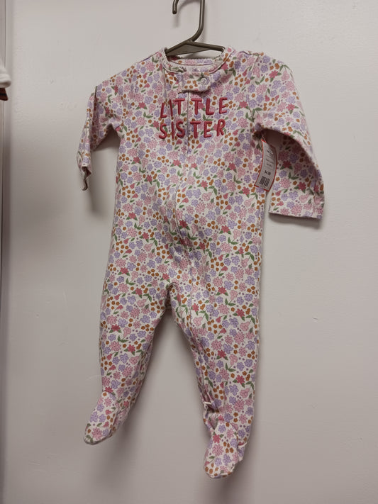 White/Purple/Pink Flowers Carters Sleeper, 6M G