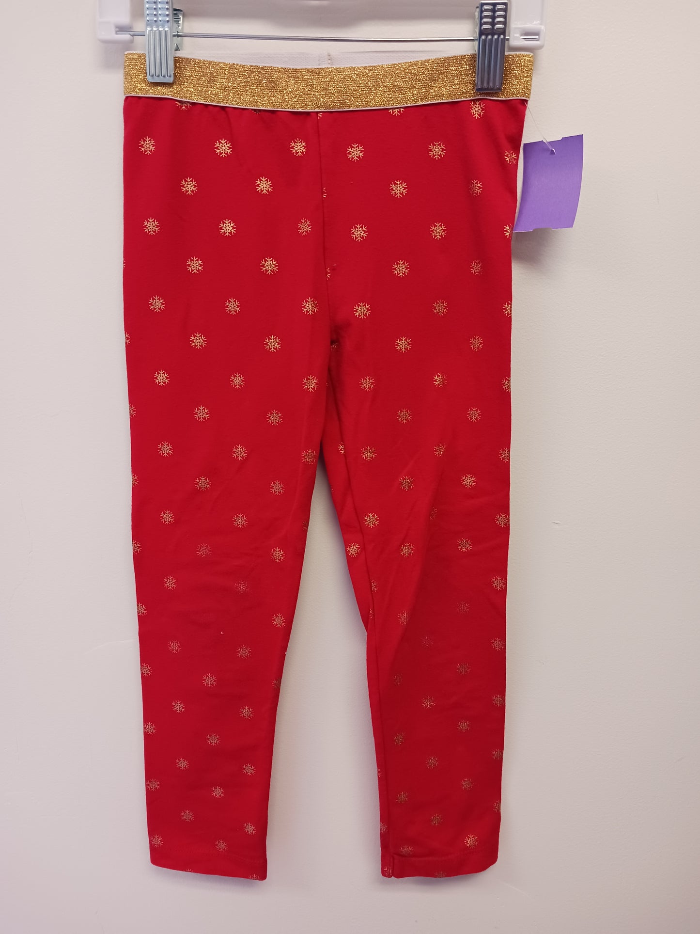 Red/Gold Snowflake Holiday Time Leggings, 5T G