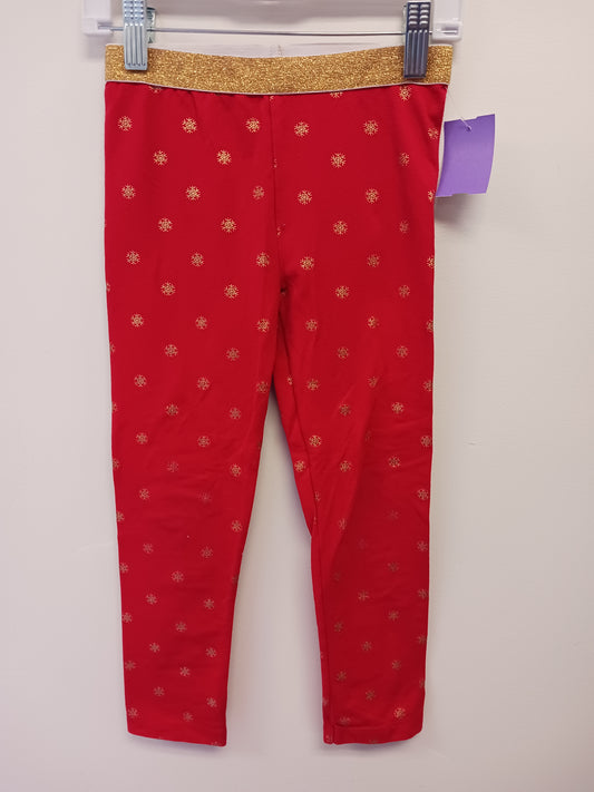 Red/Gold Snowflake Holiday Time Leggings, 5T G