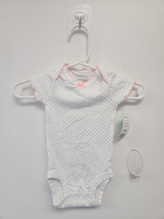 White/Silver Polka Dot Carters Onesie, NB G