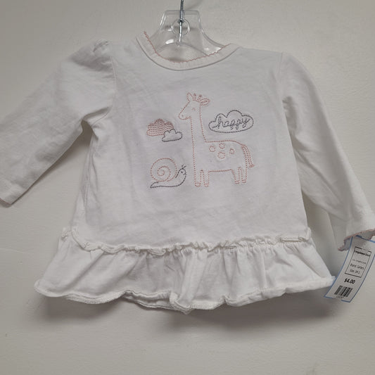White/Pink Giraffe Carters Longsleeve Shirt, 3M G