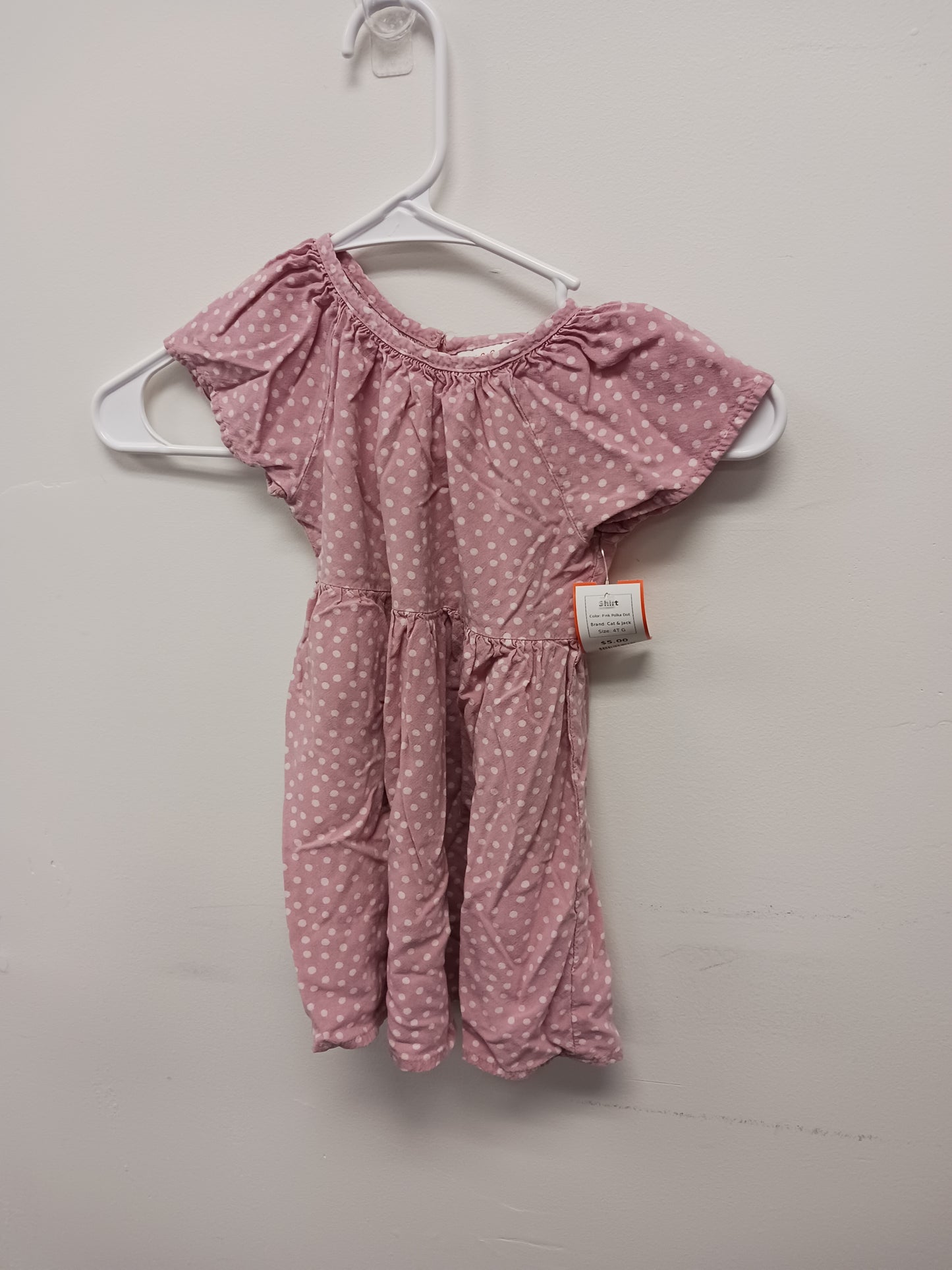 Pink Polka Dot Cat & Jack Shirt, 4T G