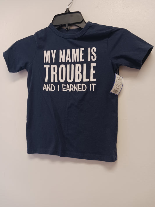 Navy My Name Is Trouble Childrens Place Shirt, 5T B