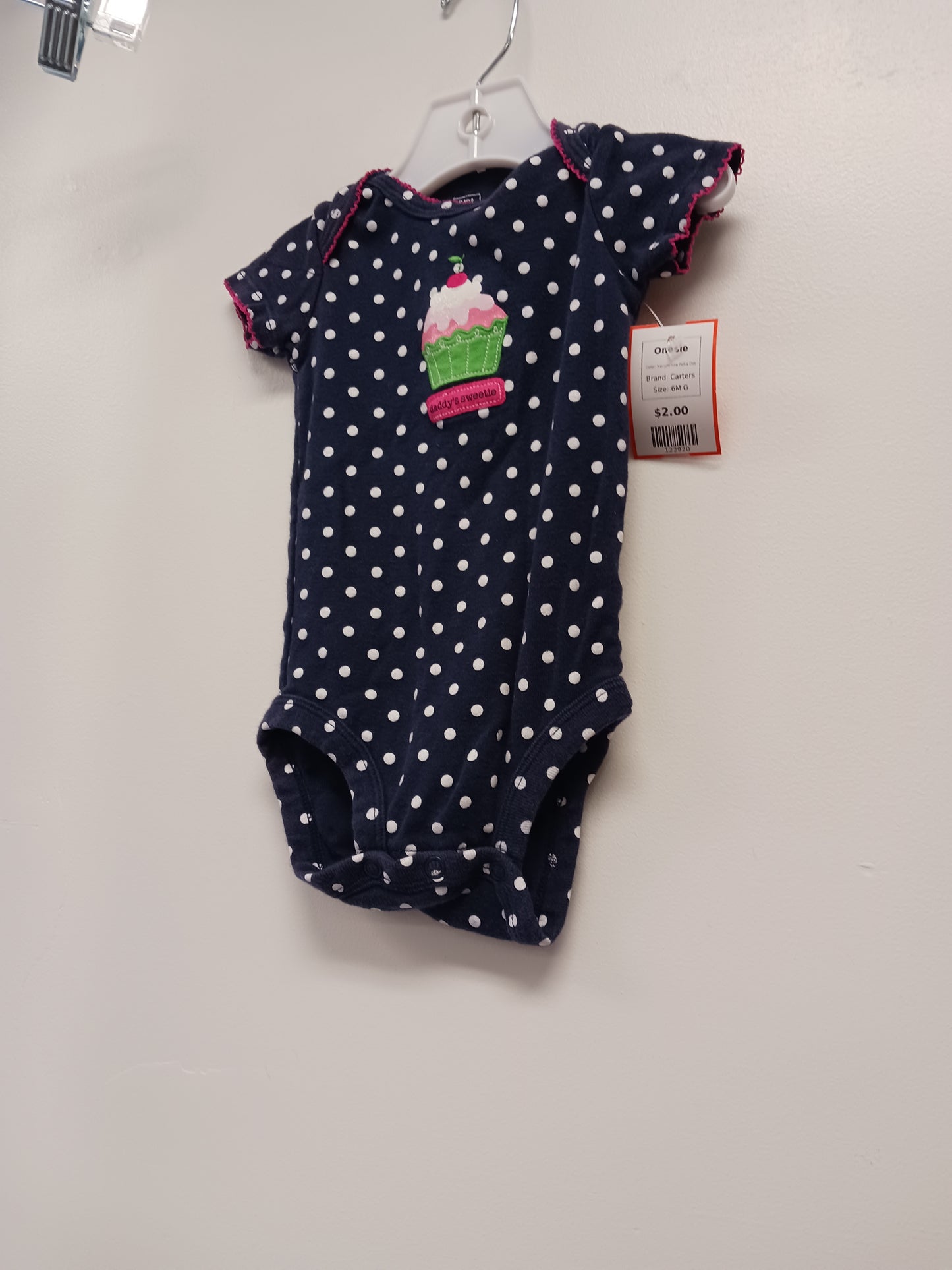Navy/White Polka Dot Carters Onesie, 6M G