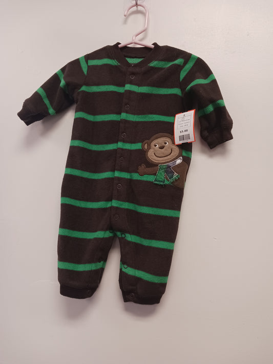 Brown/Green Carters Striped Monkey Sleeper, 3M B