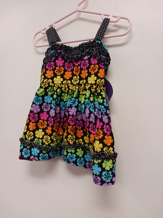 Black/Colorful Flower Wonder Kids Dress, 18M G