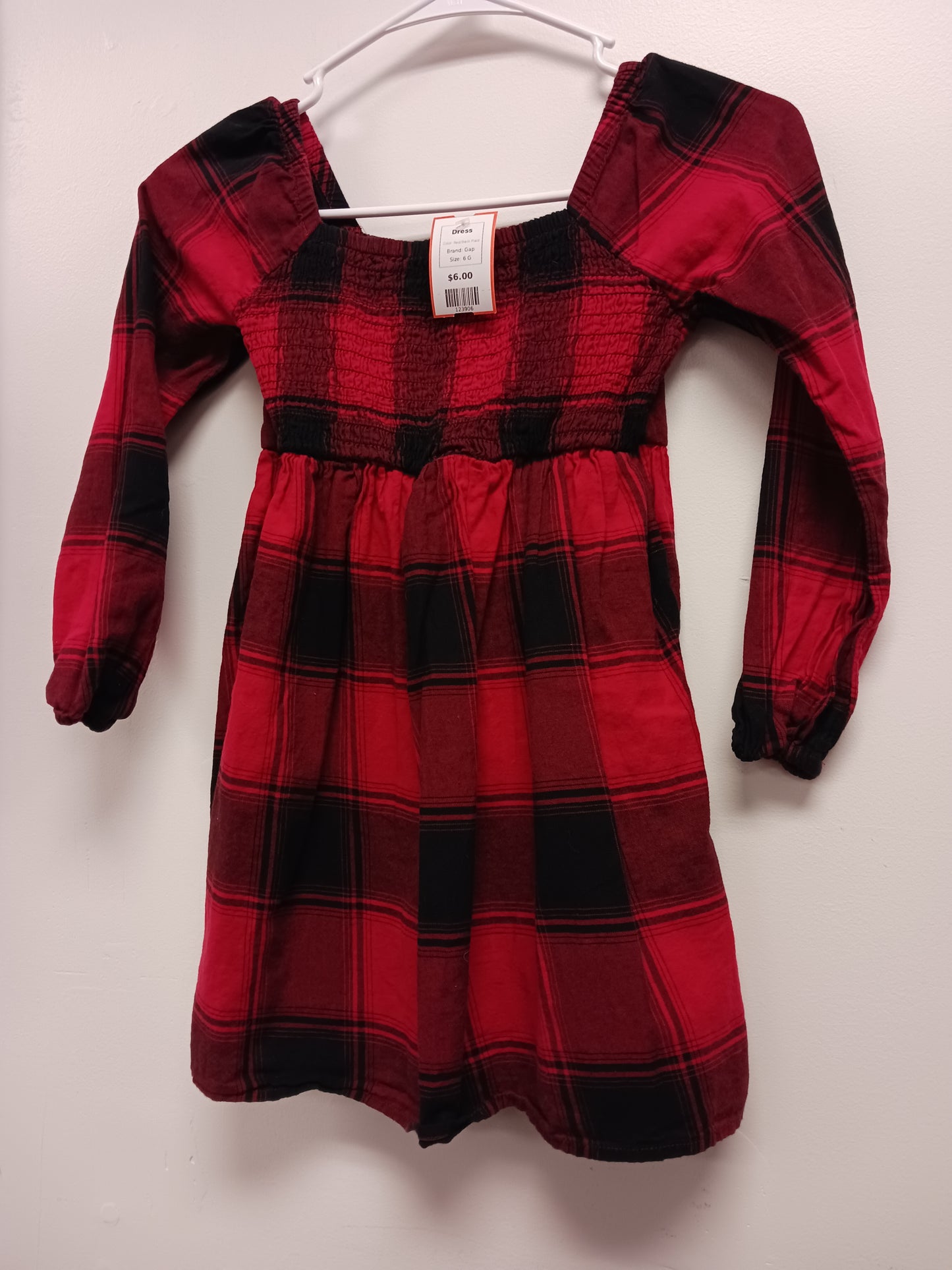 Red/Black Plaid Gap Dress, 6 G