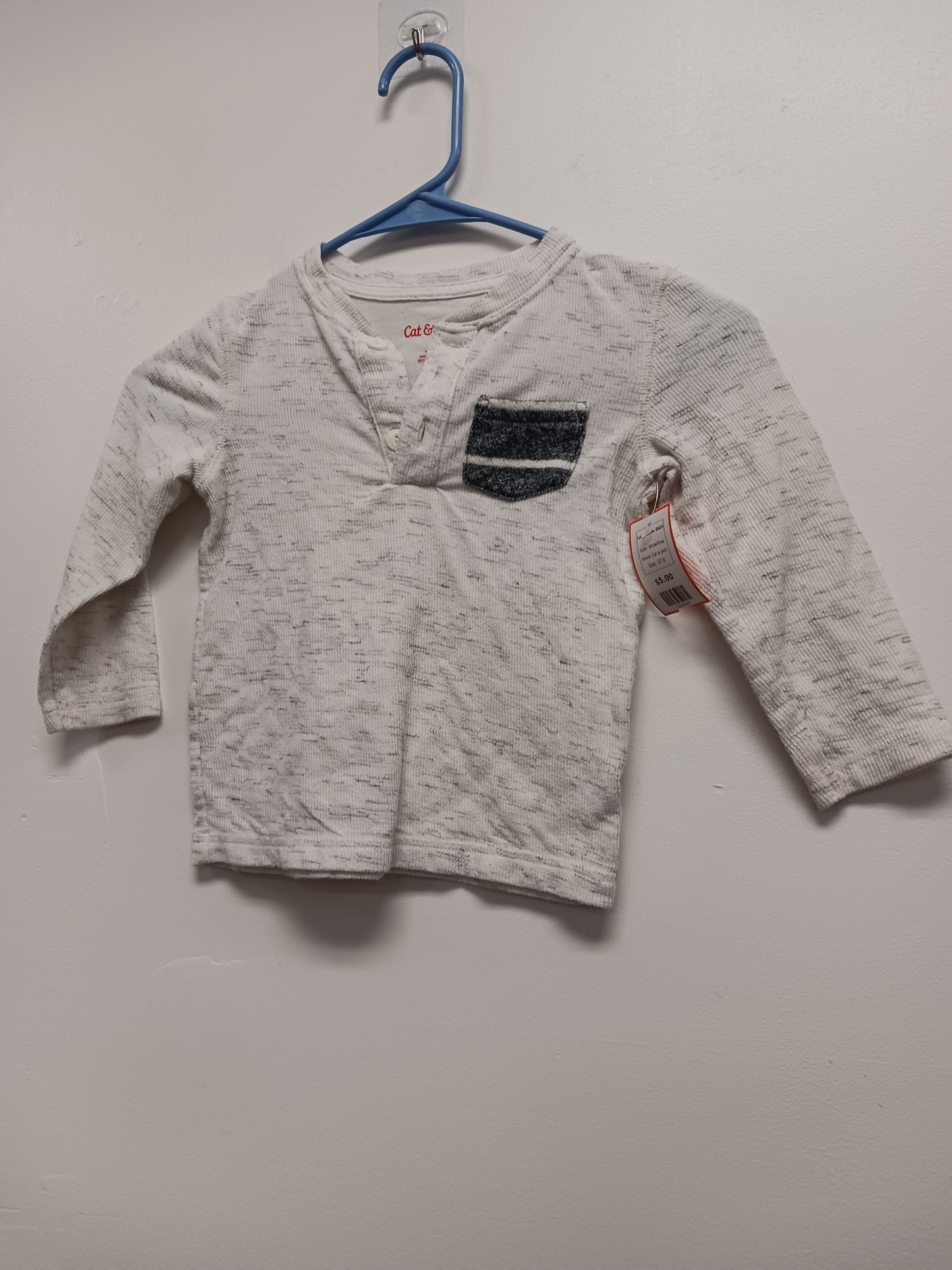 White/Grey Cat & Jack Longsleeve Shirt, 3T B