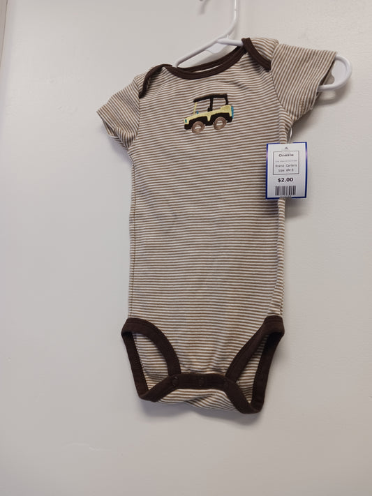 Brown/White Striped Carters Onesie, 6M B
