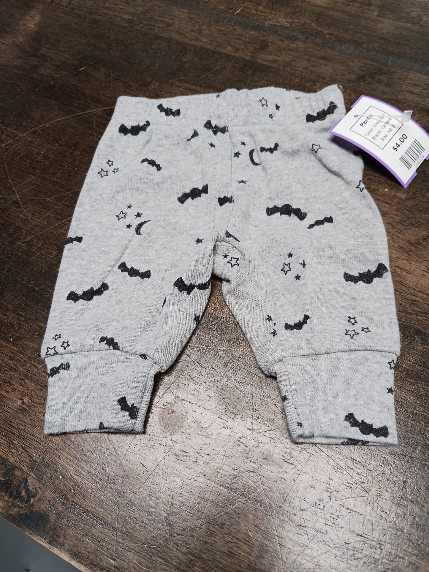 Grey Bat Carters Pants, NB B