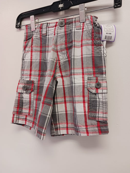 Grey/Red/White Plaid Healthtex Shorts, 5T B