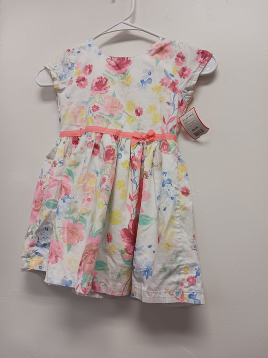 White/Pink Flower Carters Flower Dress, 4T G