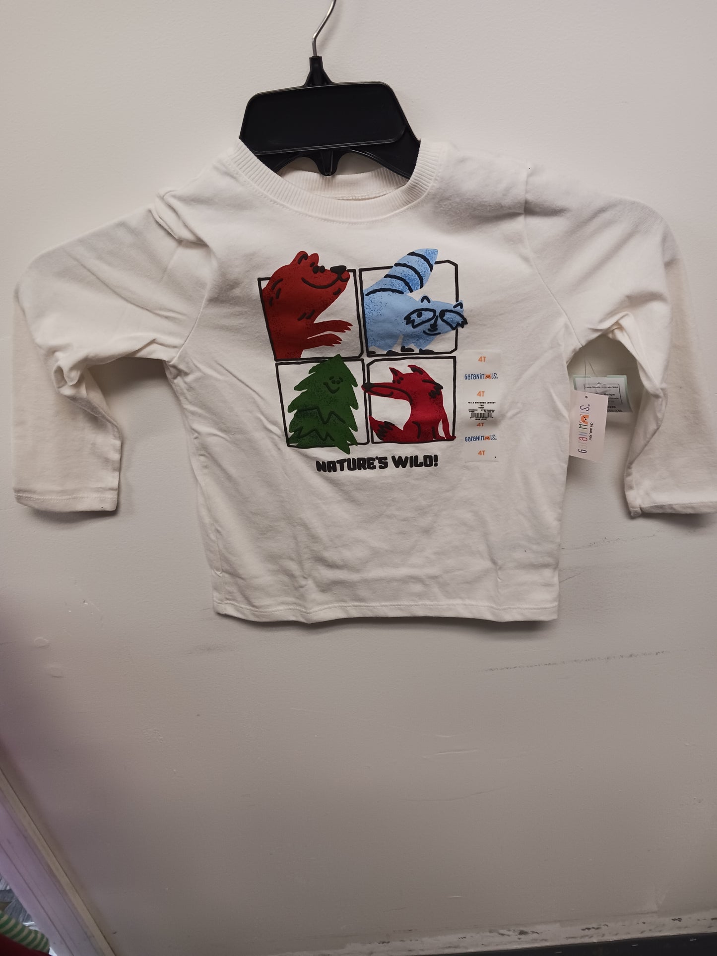 Beige Garanimals Long Sleeve Animals Shirt, 4T G