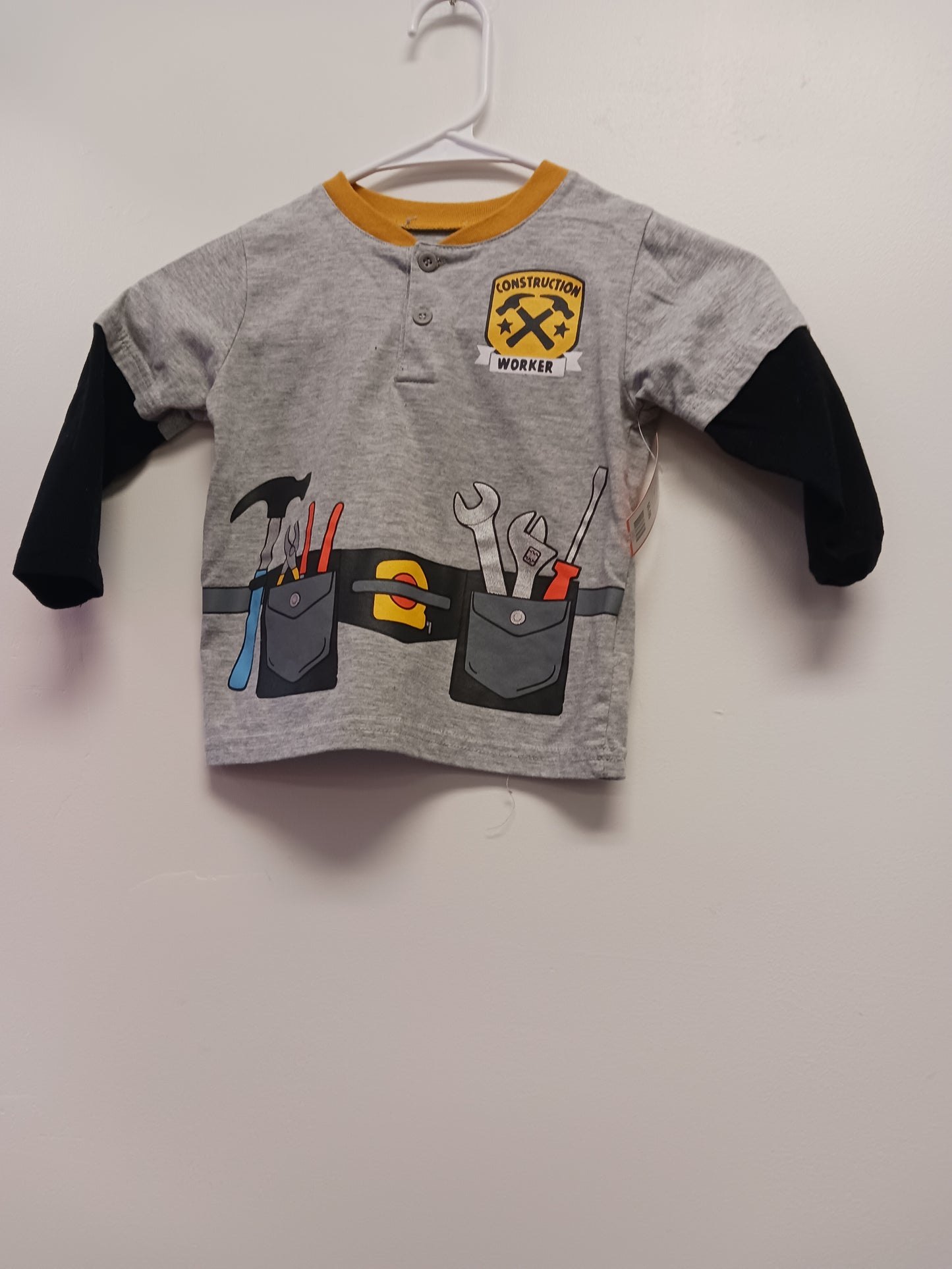 grey Little Rebels Long Sleeve Tool Shirt, 2T B