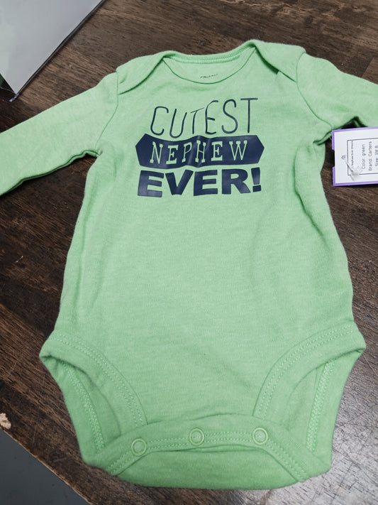 green Carters Cutest Nephew Ever Onesie, 3M B
