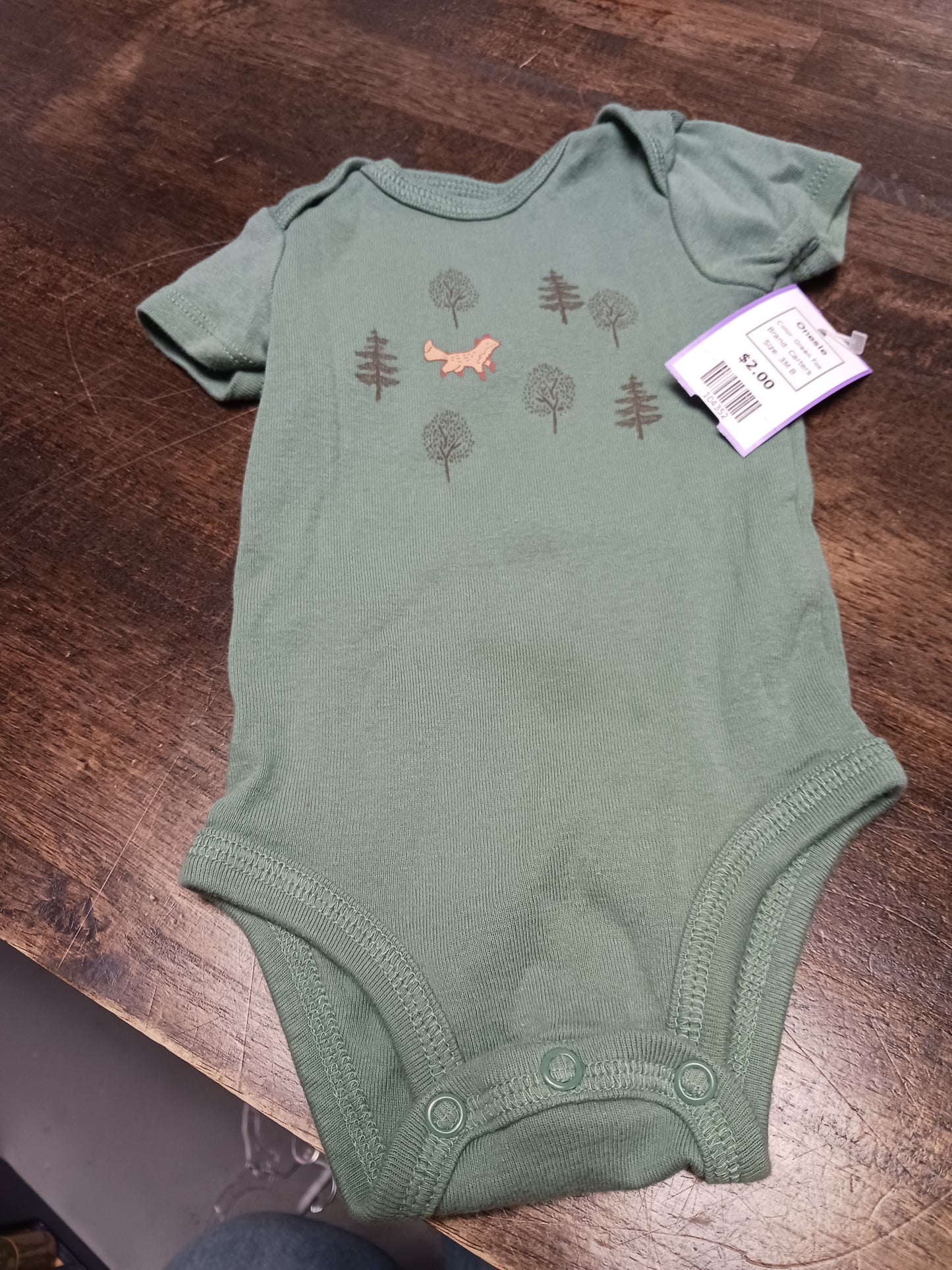 Green Fox Carters Onesie, 3M B