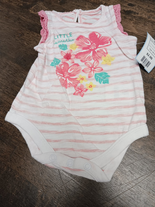Pink/White Flower Little Wonders Tank Top Onesie, NB G