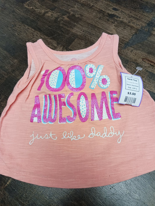 Orange 100% Awesome Okie Dokie Tank Top, 12M G