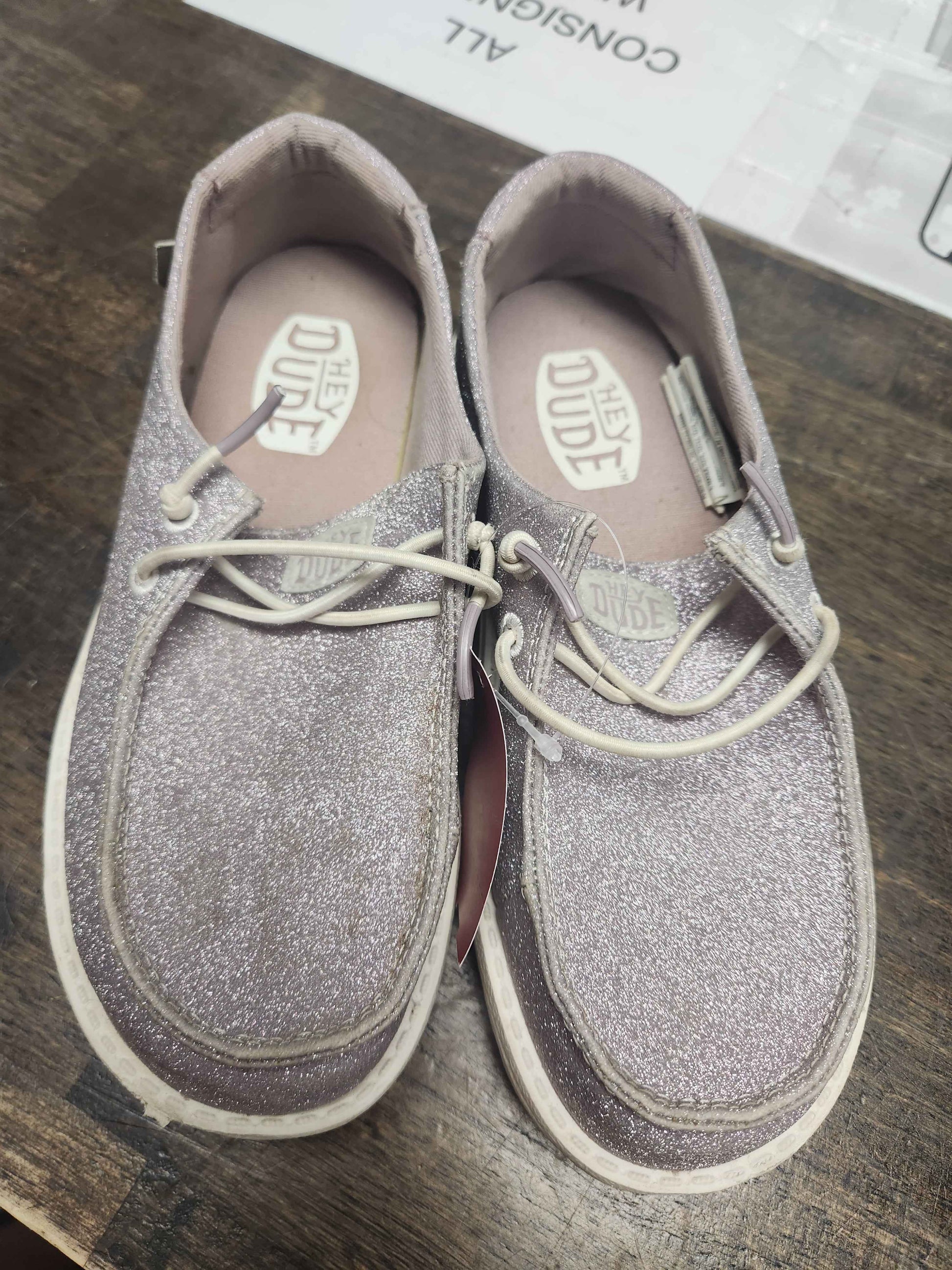 Purple Glitter Hey Dude Slip Ons, 1Y G