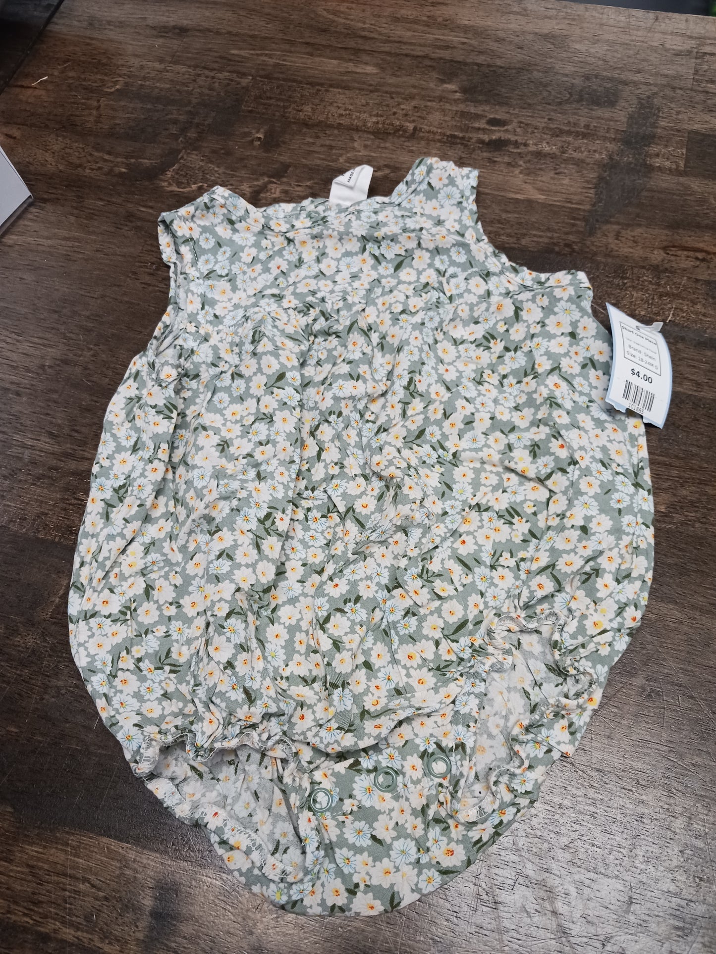 Green/White Flower Shein Short One Piece, 18-24M G
