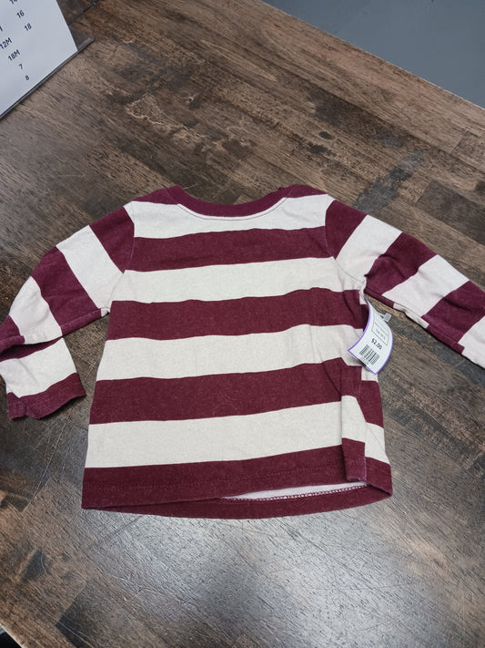 Burgandy/white Garanimals Long Sleeve Striped Shirt 6-9m, 6M B