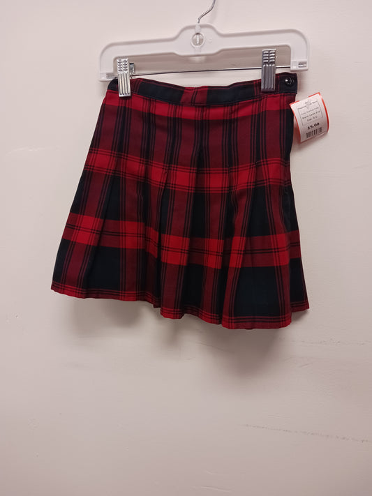 Red/Blue Plaid Lands End Pleated Plaid Skirt, 4 G