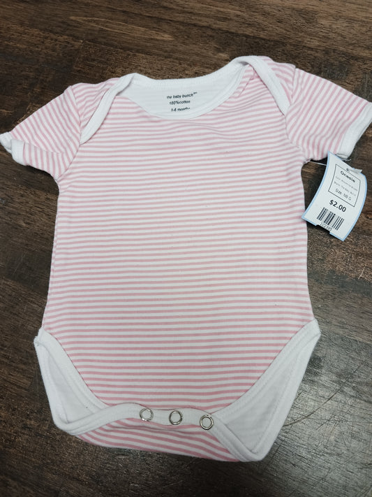 Pink/White Striped The Baby Bunch Onesie, NB G