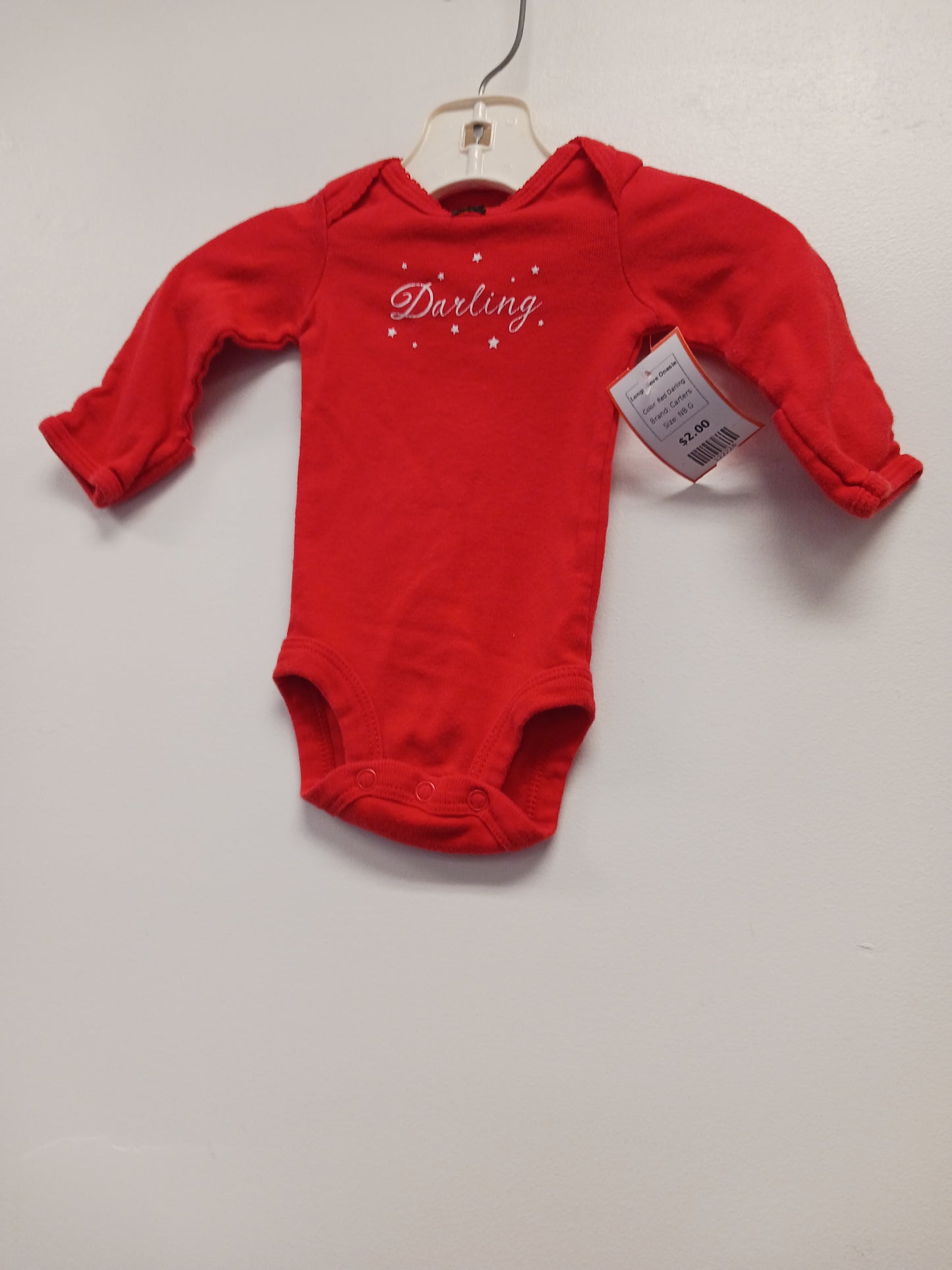 Red Darling Carters Longsleeve Onesie, NB G