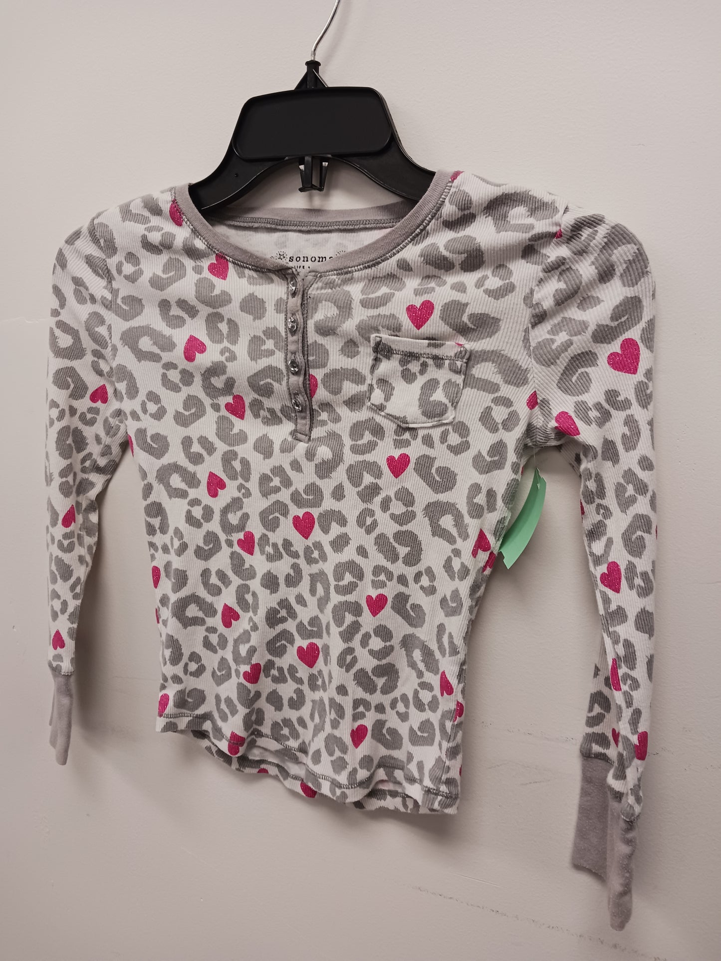 White/Grey/Pink Cheetah/Heart Sonoma Longsleeve Shirt, 6 G