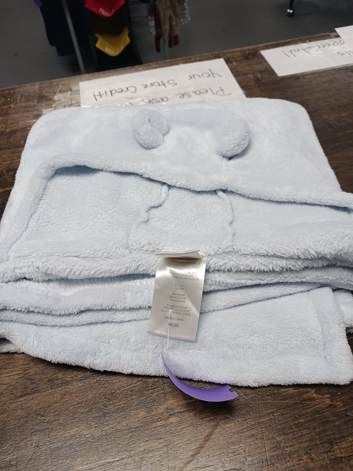 blue Absorba Hooded Bear Blanket