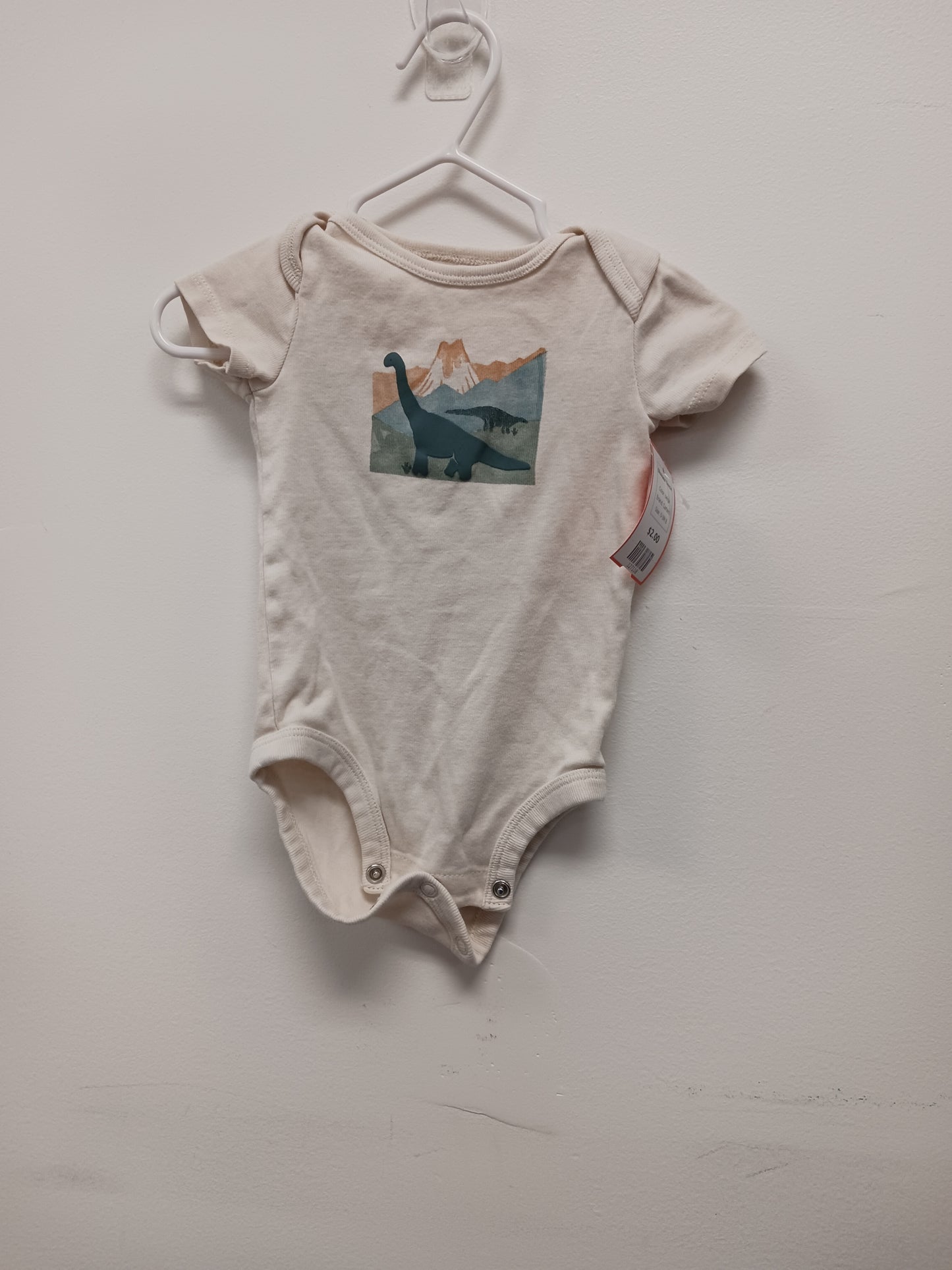 beige Carters Dinosaur Onesie, 0-3M B